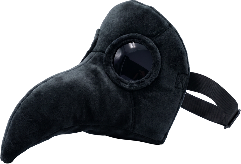 Black Plague Doctor beak mask with tinted lens and adjustable strap